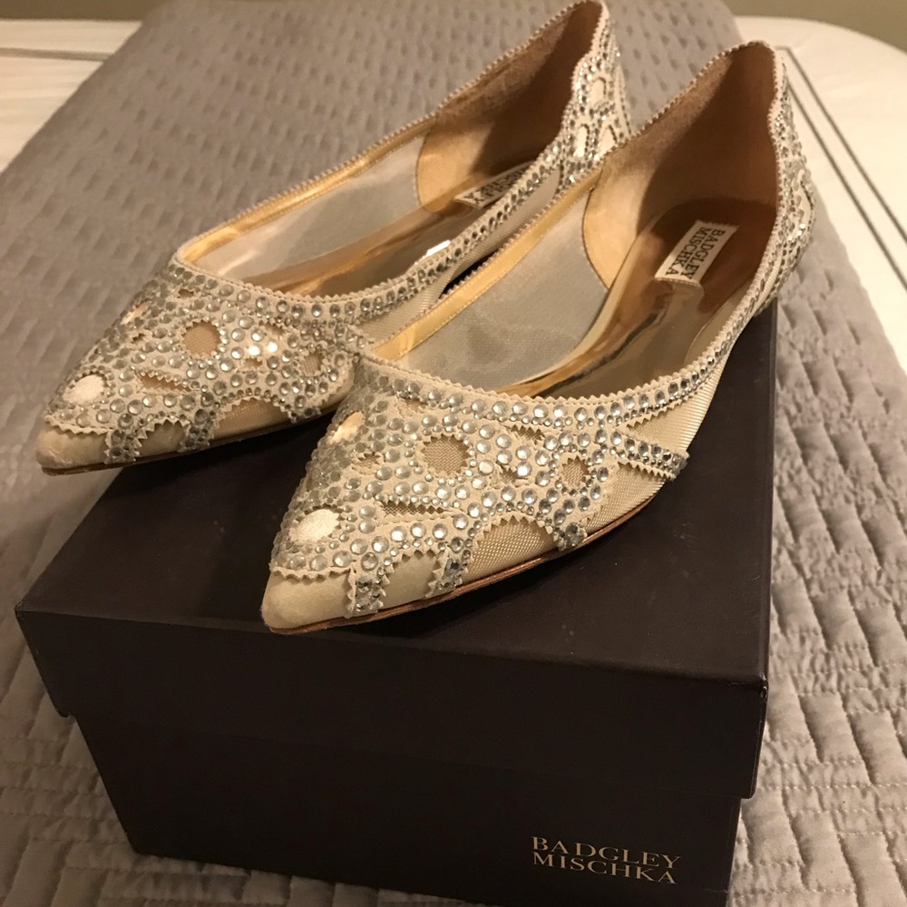 Badgley Mischka Gigi Crystal Pointy Toe Flat